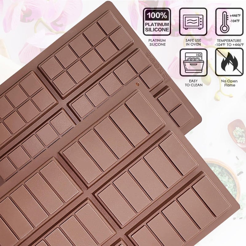 BZIDII Wax Melt Molds Silicone,Chocolate Bar Mold for Stuffed Bar,Chocolate Candy Molds,Thick Silicone Candle Mold with 100pcs Storage Bags （2 Style） - Image 3
